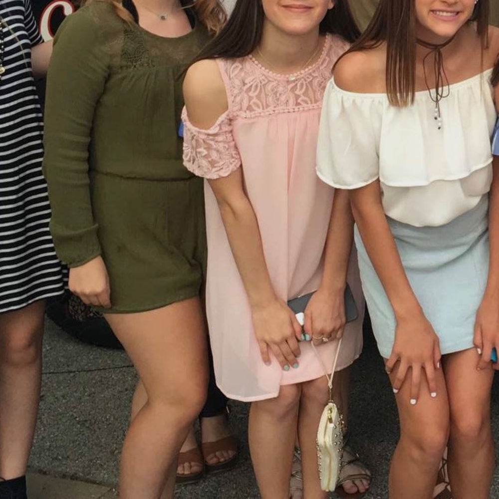 Lace, light pink dress
